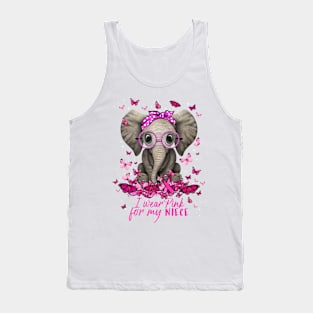 I Wear Pink For My Niece Breast Cancer Elephant Tank Top